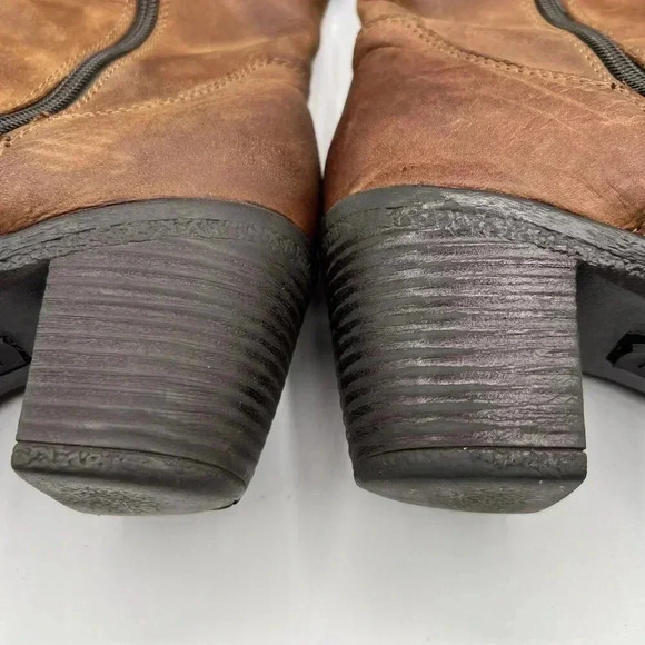 BOC Born Concept Leather Tall Riding Biker Boots Side Zip Buckle Strap Women 7-8 - Picture 11 of 16